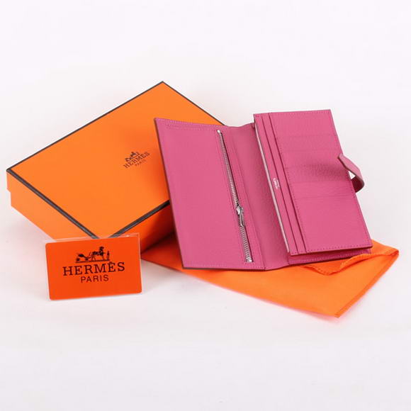 Cheap Fake Hermes Bearn Japonaise Bi-Fold A208 Roseo - Click Image to Close